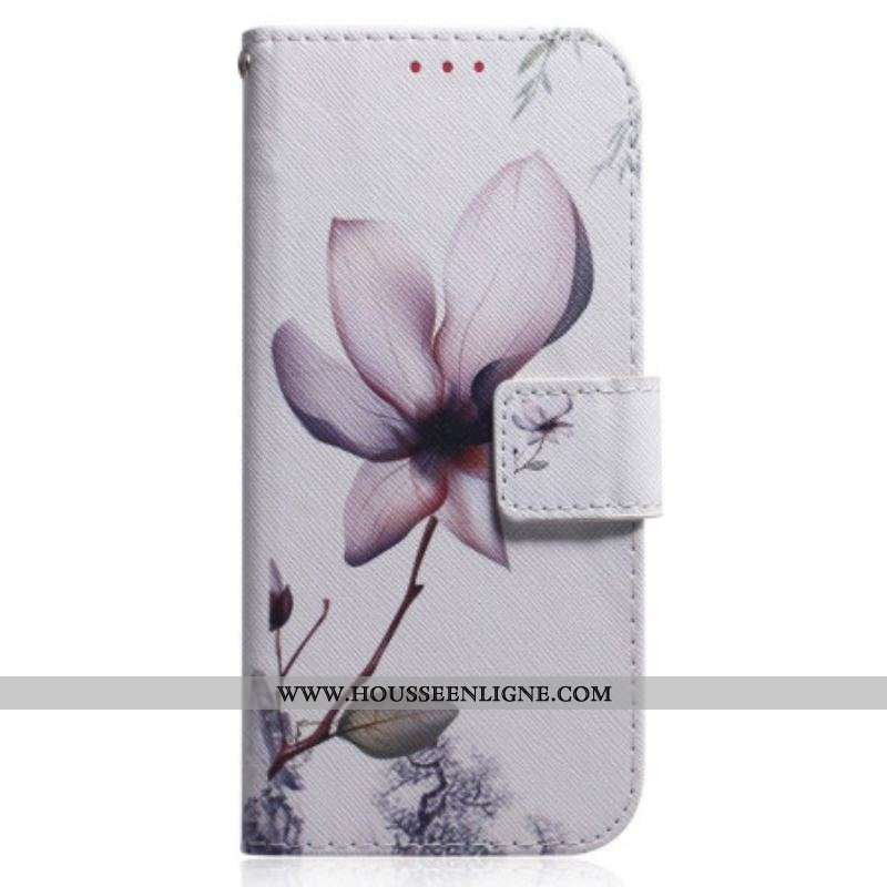 Housse Oppo Reno 8 Fleur Vintage à Lanière