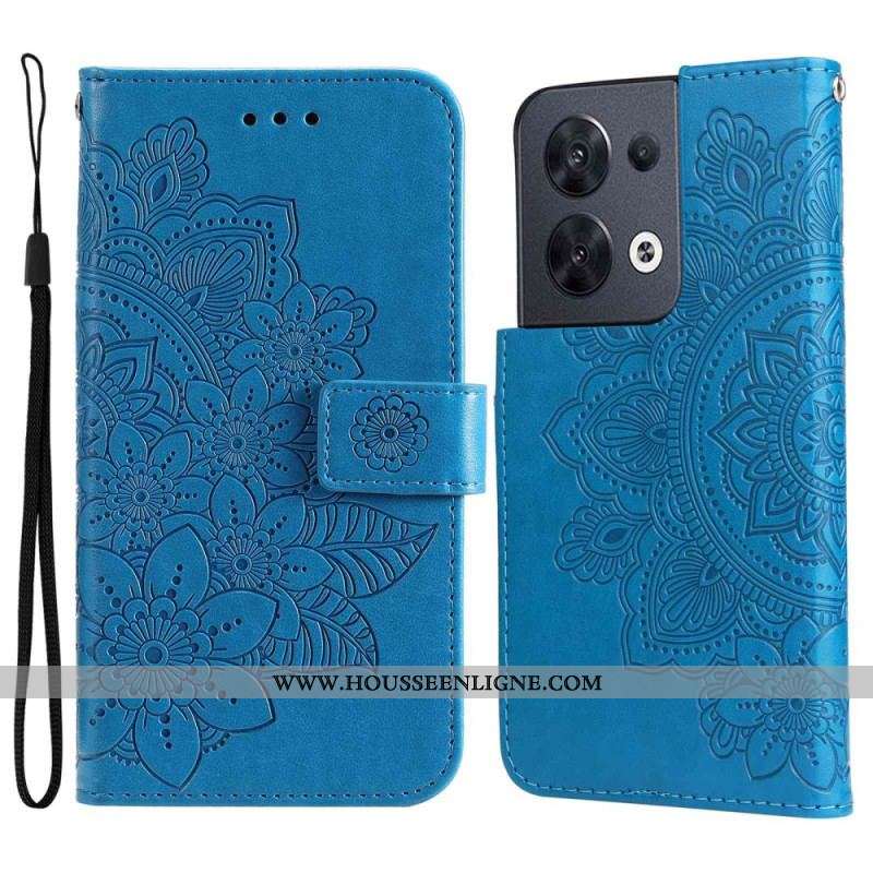 Housse Oppo Reno 8 Florale à Lanière