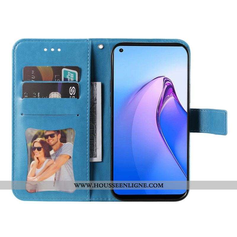 Housse Oppo Reno 8 Florale à Lanière