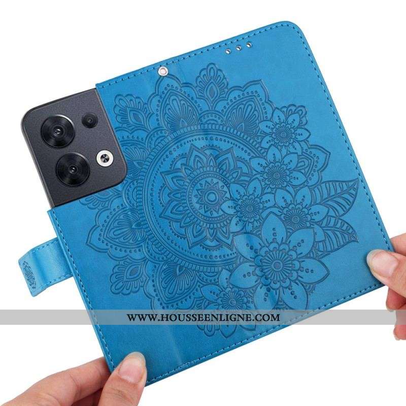Housse Oppo Reno 8 Florale à Lanière