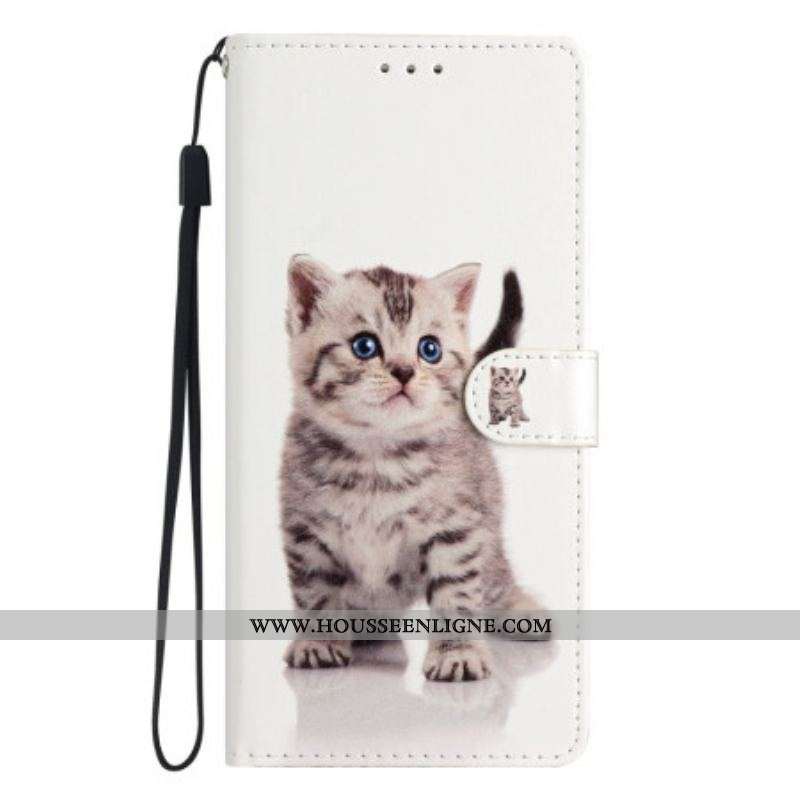 Housse Oppo Reno 8 Lite Chaton à Lanière