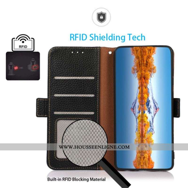 Housse Oppo Reno 8 Lite Cuir Litchi KHAZNEH Protection RFID