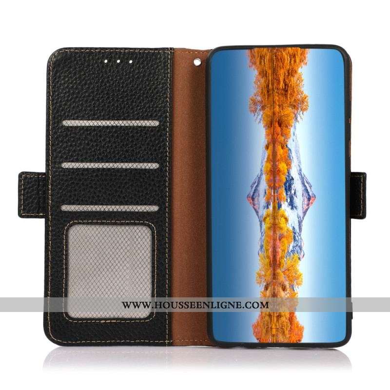 Housse Oppo Reno 8 Lite Cuir Litchi KHAZNEH Protection RFID