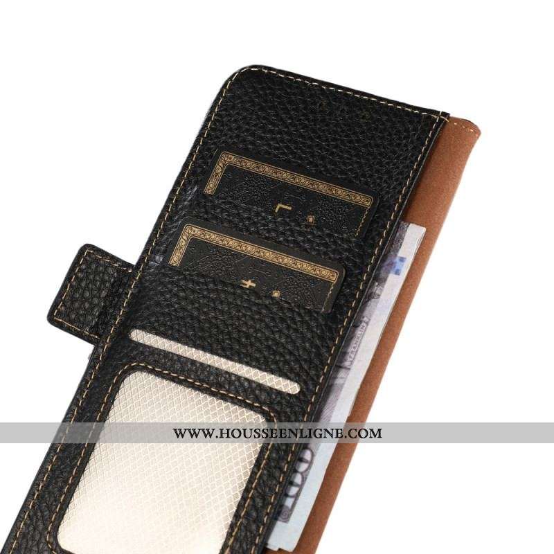 Housse Oppo Reno 8 Lite Cuir Litchi KHAZNEH Protection RFID
