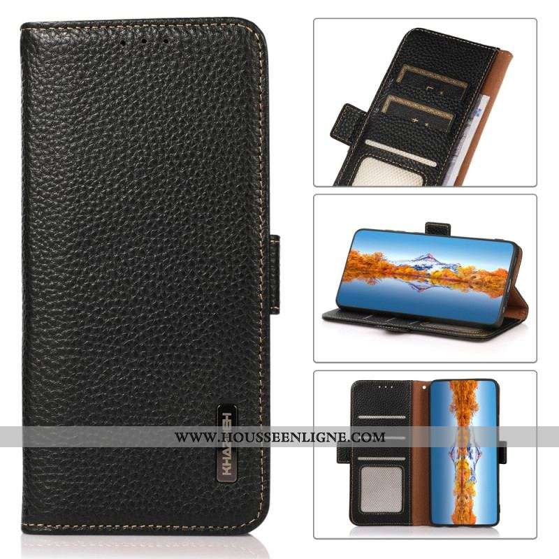 Housse Oppo Reno 8 Lite Cuir Litchi KHAZNEH Protection RFID