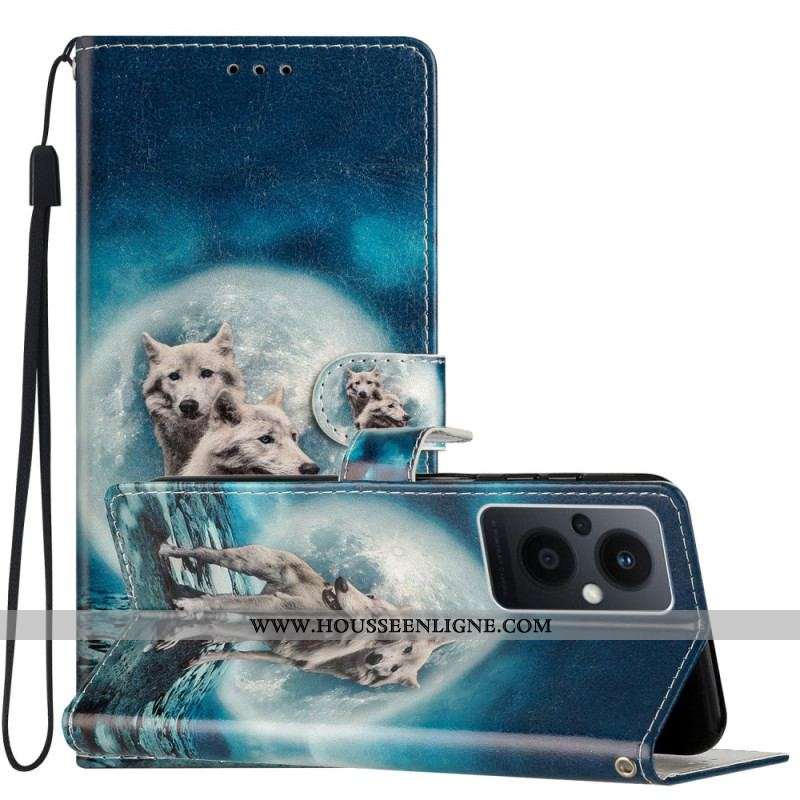 Housse Oppo Reno 8 Lite Loup à Lanière