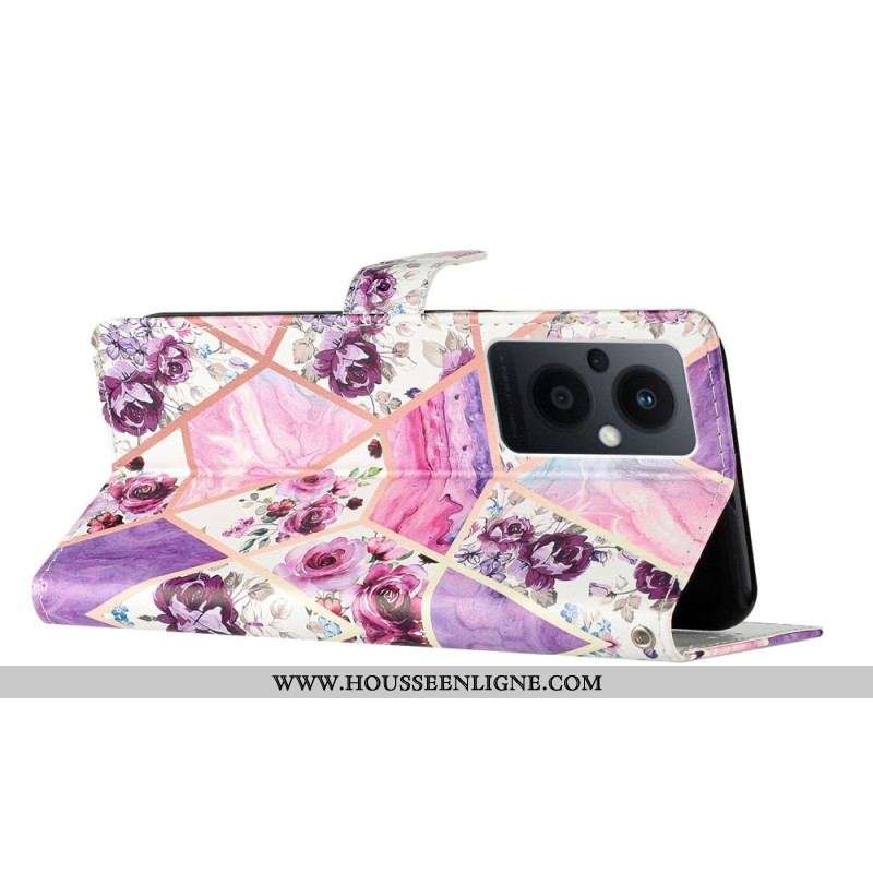 Housse Oppo Reno 8 Lite Marbre à Lanière