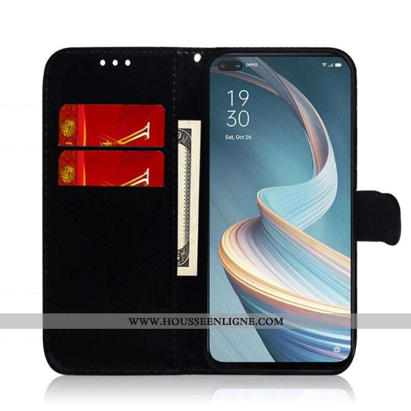 Housse Oppo Reno 8 Lite Simili Cuir Miroir avec Lanière