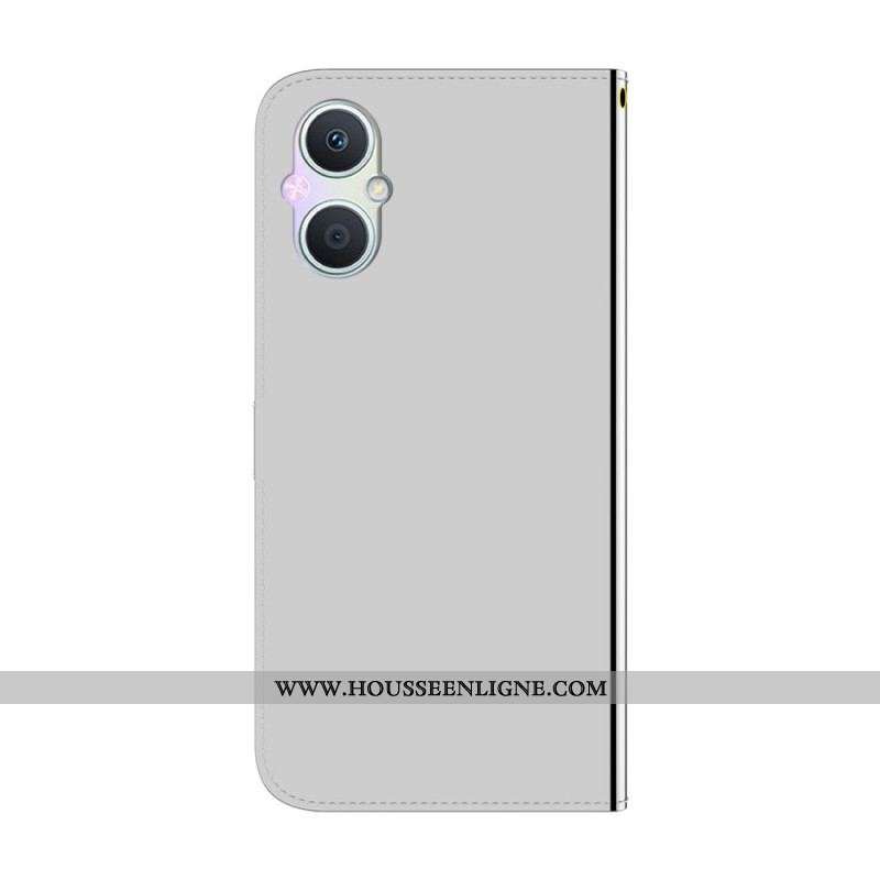 Housse Oppo Reno 8 Lite Simili Cuir Miroir avec Lanière