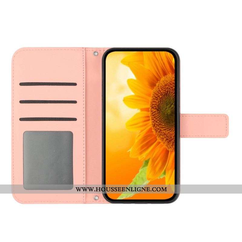 Housse Oppo Reno 8 Lite Tournesol à Bandoulière