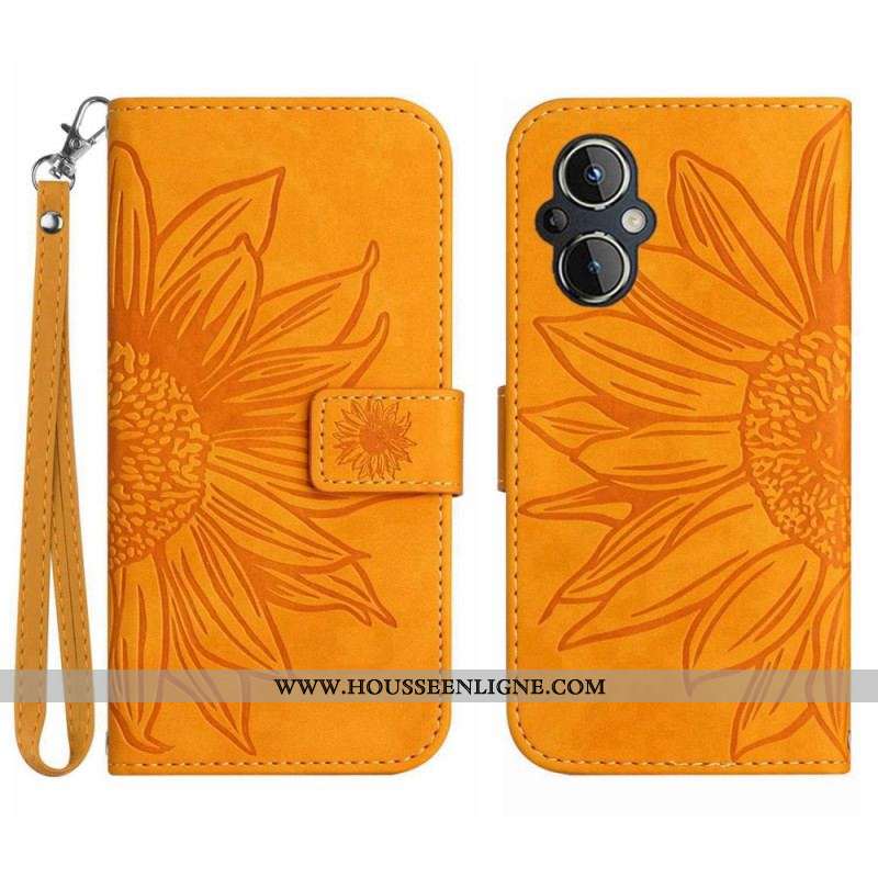 Housse Oppo Reno 8 Lite Tournesol à Lanière