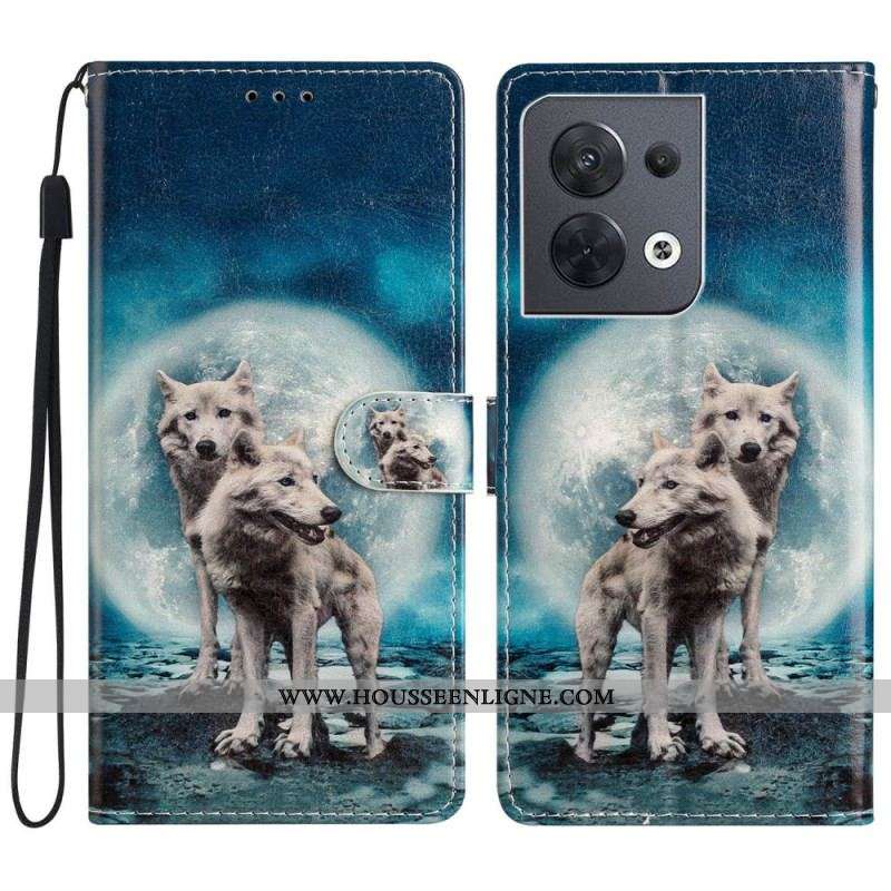 Housse Oppo Reno 8 Loup à Lanière