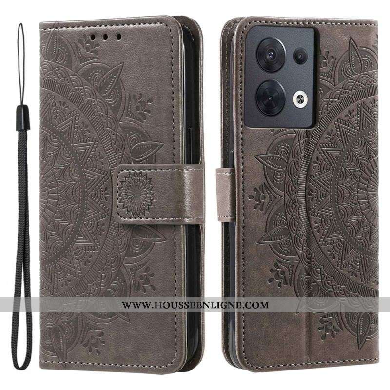 Housse Oppo Reno 8 Mandala Soleil à Lanière