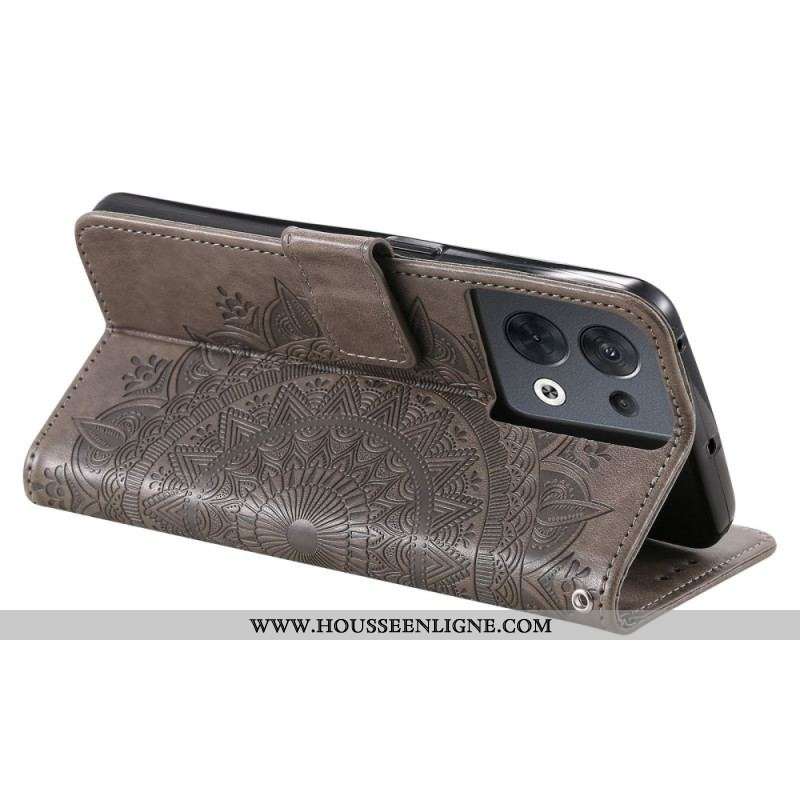 Housse Oppo Reno 8 Mandala Soleil à Lanière