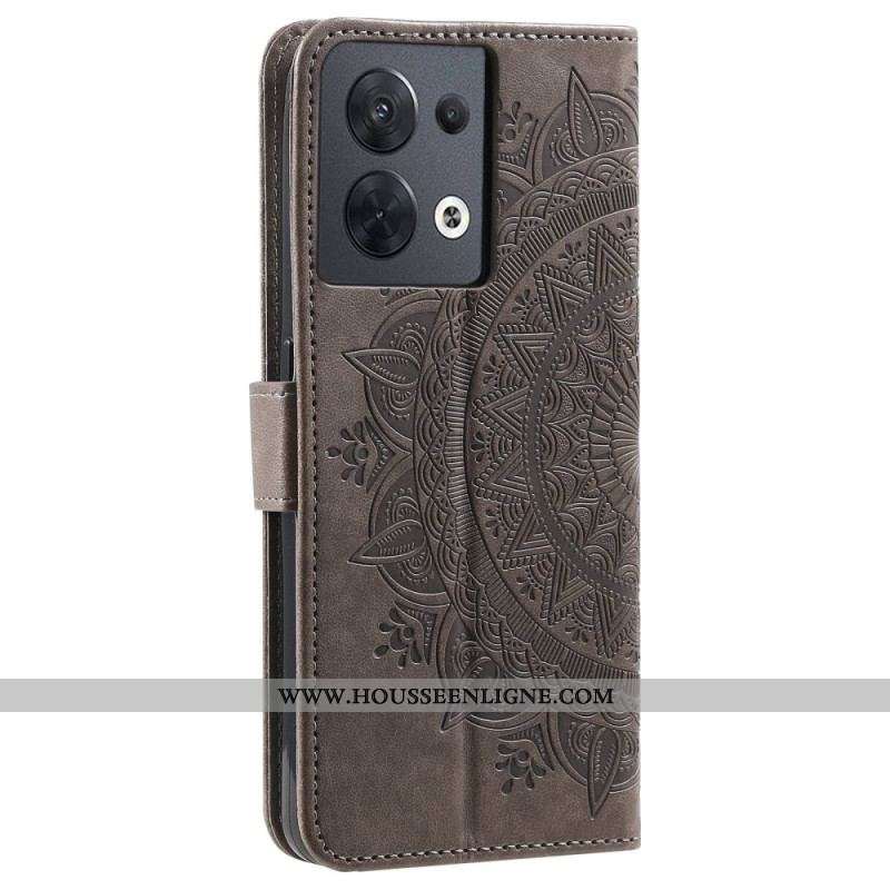 Housse Oppo Reno 8 Mandala Soleil à Lanière