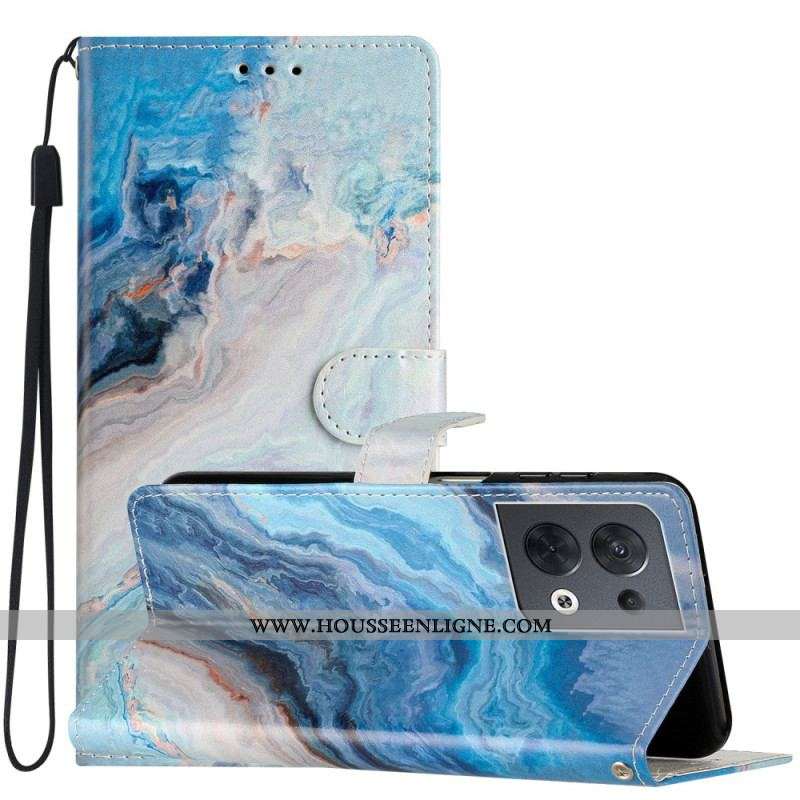 Housse Oppo Reno 8 Marbre à Lanière