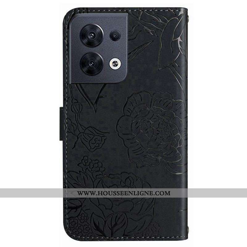Housse Oppo Reno 8 Papillons avec Lanière