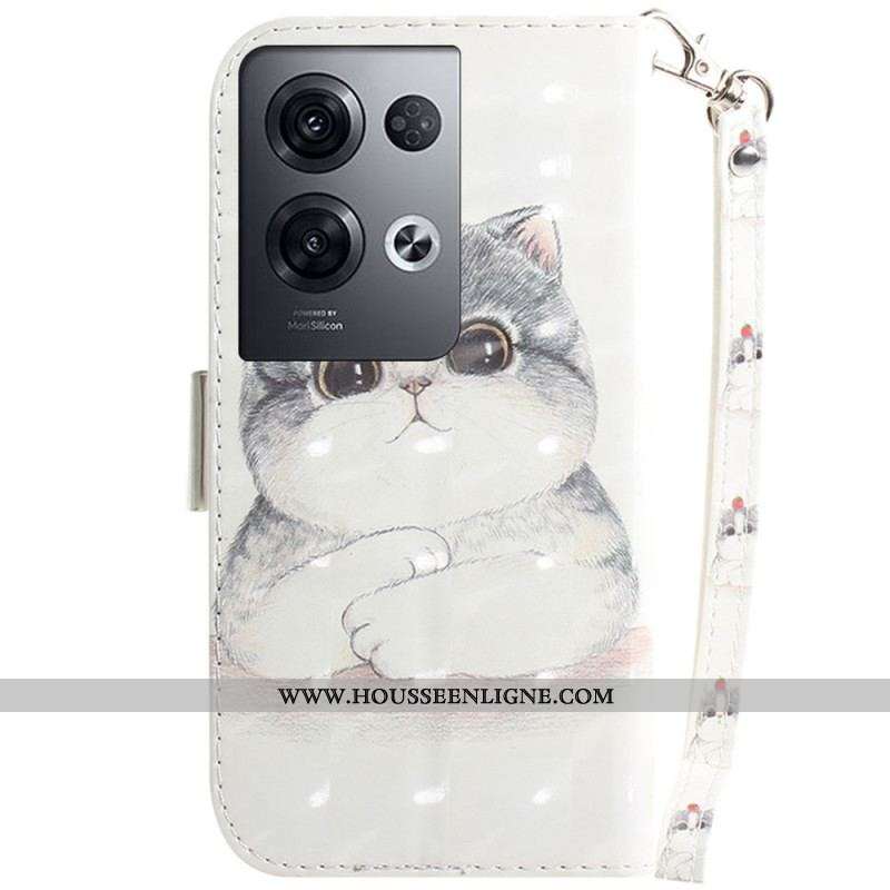 Housse Oppo Reno 8 Pro Chat avec Lanière