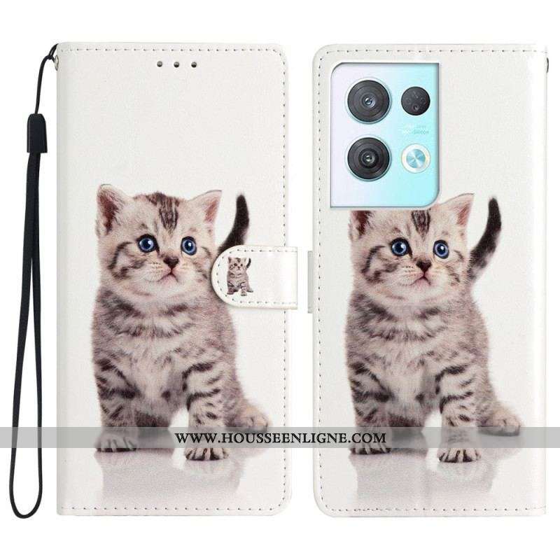 Housse Oppo Reno 8 Pro Chaton à Lanière