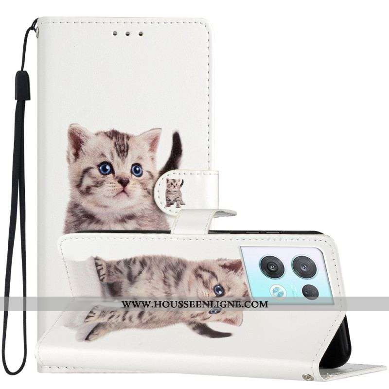 Housse Oppo Reno 8 Pro Chaton à Lanière