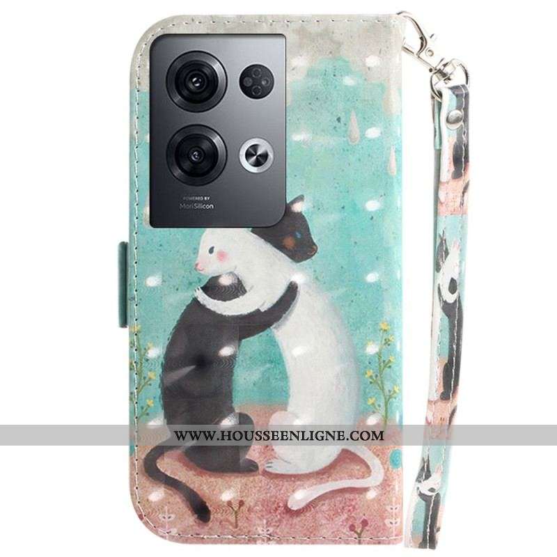 Housse Oppo Reno 8 Pro Dancing Cats avec Lanière