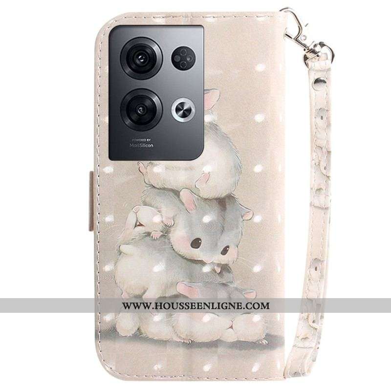 Housse Oppo Reno 8 Pro Hamsters avec Lanière