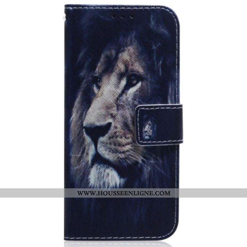 Housse Oppo Reno 8 Pro Lion à Lanière