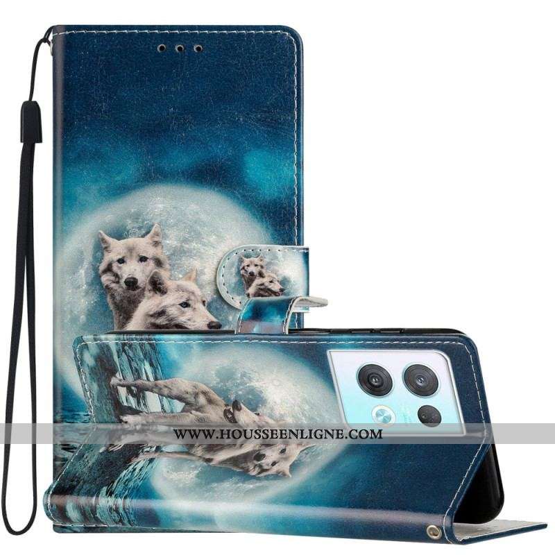 Housse Oppo Reno 8 Pro Loup à Lanière