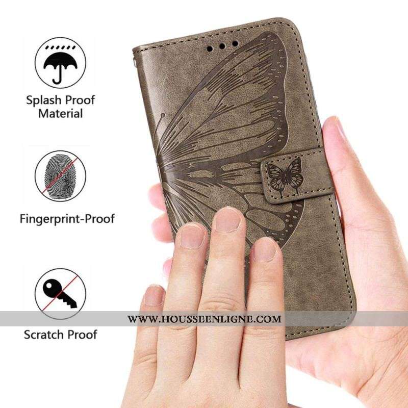 Housse Oppo Reno 8 Pro Papillon Baroque à Lanière