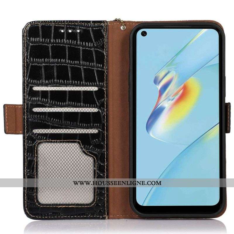 Housse Oppo Reno 8 Pro Style Crocodile RFID