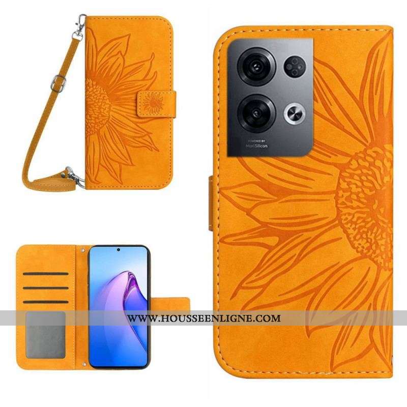 Housse Oppo Reno 8 Pro Tournesol à Bandoulière