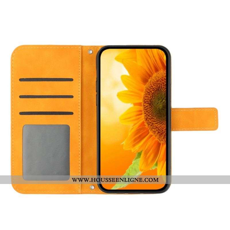 Housse Oppo Reno 8 Pro Tournesol à Bandoulière