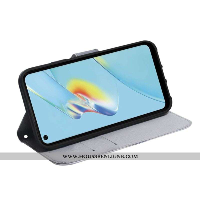 Housse Oppo Reno 8 Tigre Blanc à Lanière