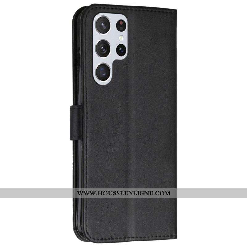 Housse S22 Ultra 5G Style Cuir Géométrique à Lanière