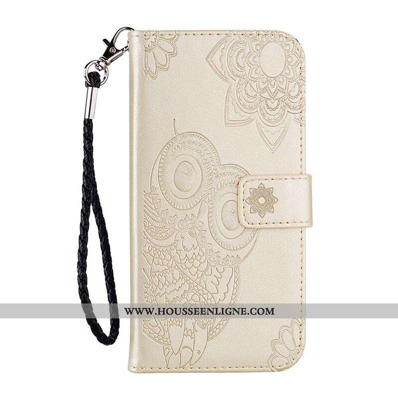 Housse Samsung Galaxy 21 5G Hibou Mandala et Lanière
