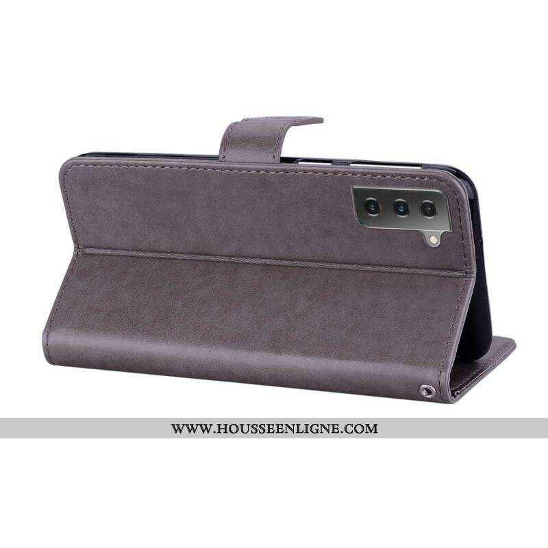 Housse Samsung Galaxy 21 5G Hibou Mandala et Lanière
