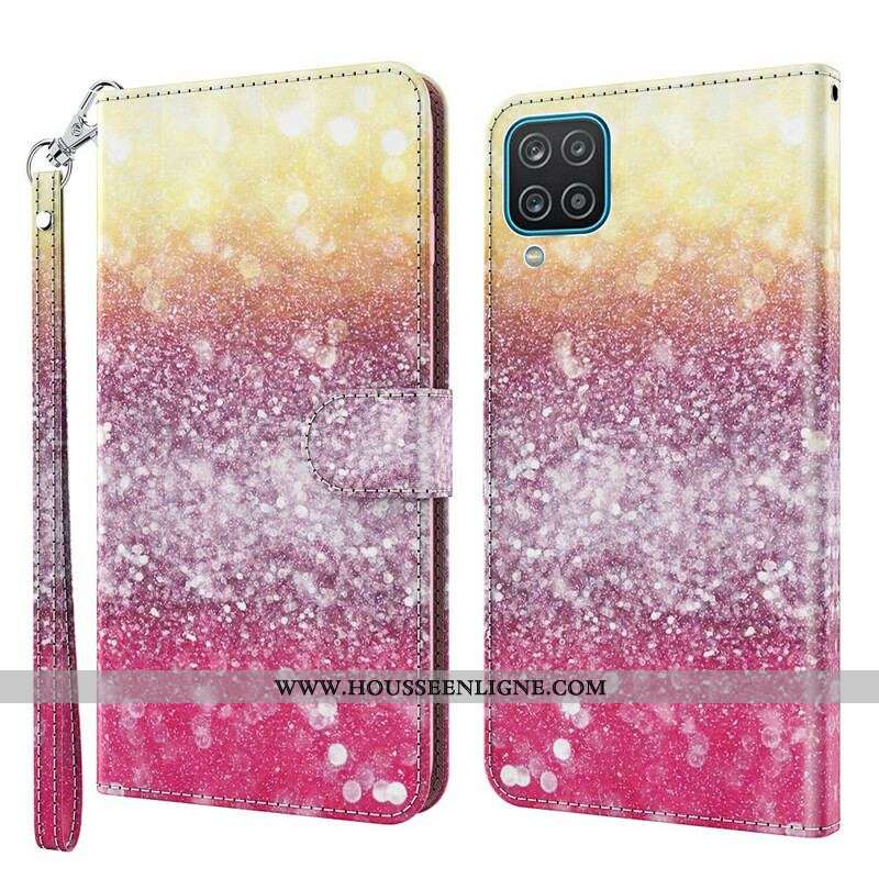 Housse Samsung Galaxy A12 / M12 Dégradé Paillettes Magentas