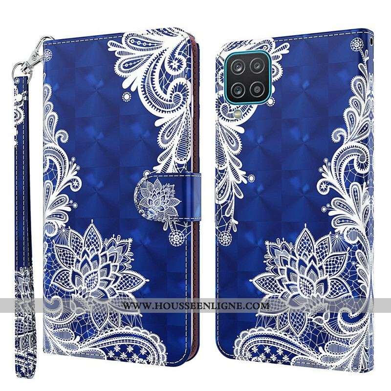 Housse Samsung Galaxy A12 / M12 Light Spot Dentelle avec Lanière