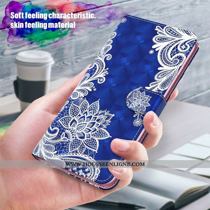 Housse Samsung Galaxy A12 / M12 Light Spot Dentelle avec Lanière