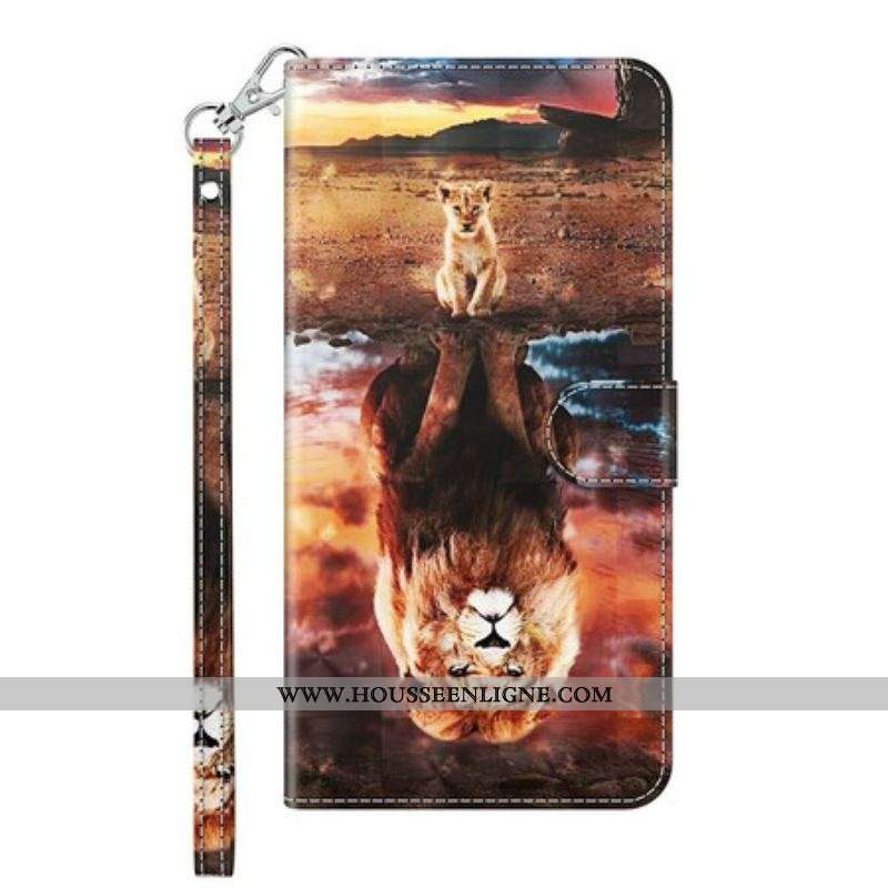 Housse Samsung Galaxy A12 / M12 Light Spot Lion avec Lanière