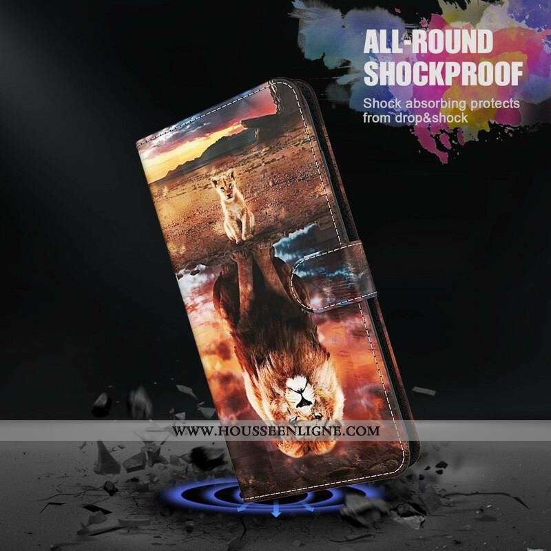Housse Samsung Galaxy A12 / M12 Light Spot Lion avec Lanière