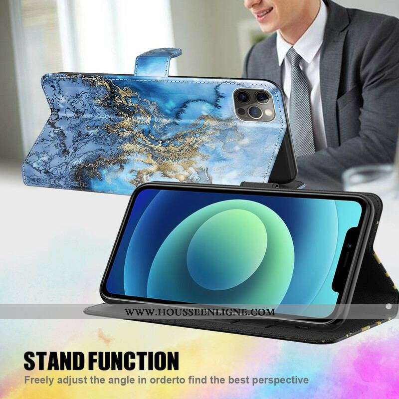 Housse Samsung Galaxy A12 / M12 Light Spot Marbre Design avec Lanière