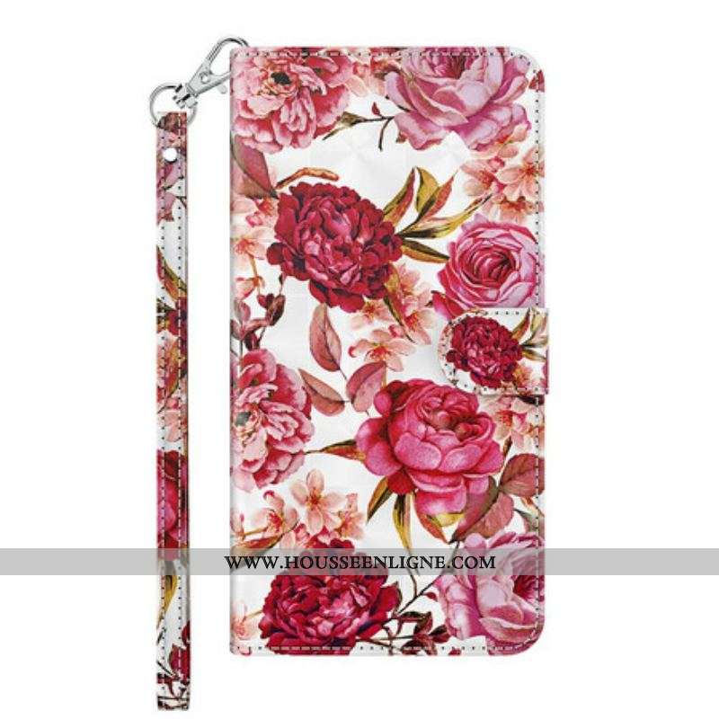 Housse Samsung Galaxy A12 / M12 Light Spot Roses avec Lanière