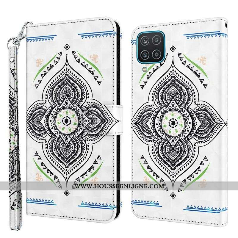 Housse Samsung Galaxy A12 / M12 Light Spots Mandala avec Lanière