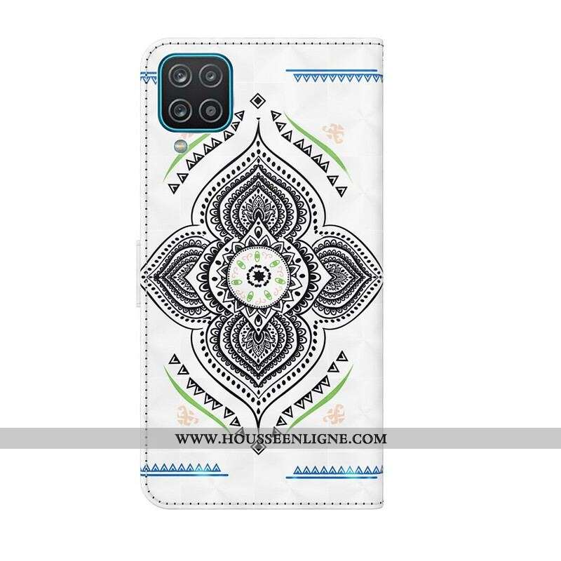 Housse Samsung Galaxy A12 / M12 Light Spots Mandala avec Lanière