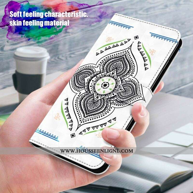 Housse Samsung Galaxy A12 / M12 Light Spots Mandala avec Lanière