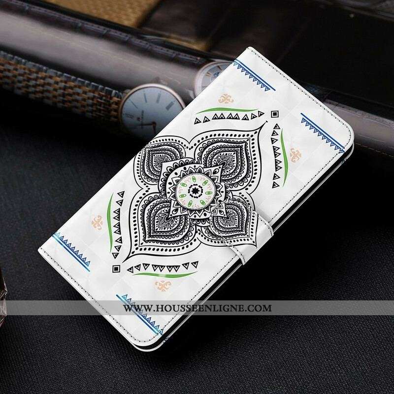 Housse Samsung Galaxy A12 / M12 Light Spots Mandala avec Lanière