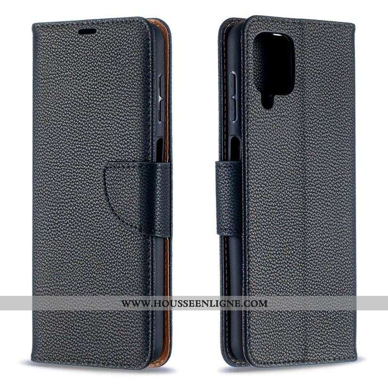 Housse Samsung Galaxy A12 / M12 Litchi Rabat Oblique