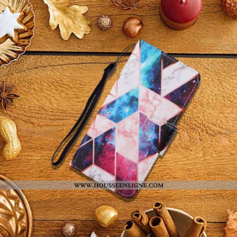 Housse Samsung Galaxy A12 / M12 Marbre avec Lanière