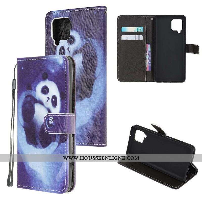 Housse Samsung Galaxy A12 / M12 Panda Space à Lanière